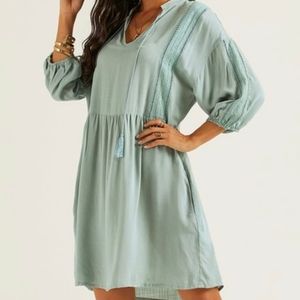 NWT Suzanne Betro Boho Sage Tassel Dress XL